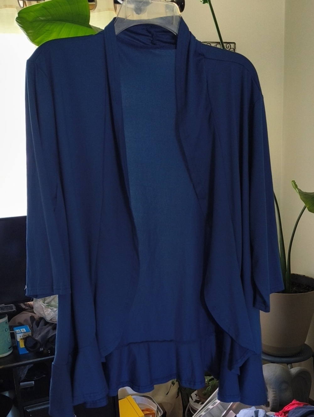 Deep Royal Blue Open-Front Women's Cardigan